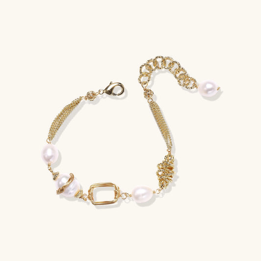 Golden Pearl Chain Bracelet