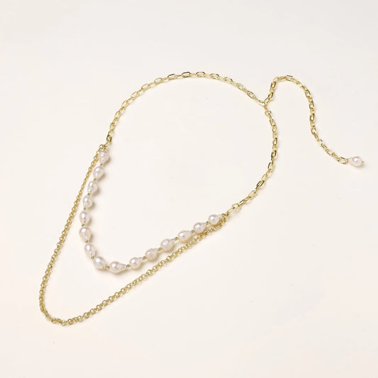 Golden Pearl Layers Necklace