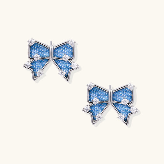 Denim Dreams Bow Earrings