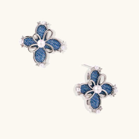 Denim Bloom Studs