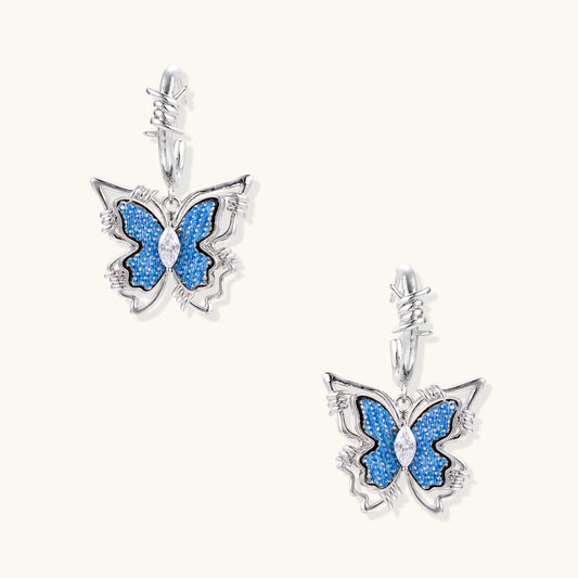 Blue Butterfly Drop Earrings