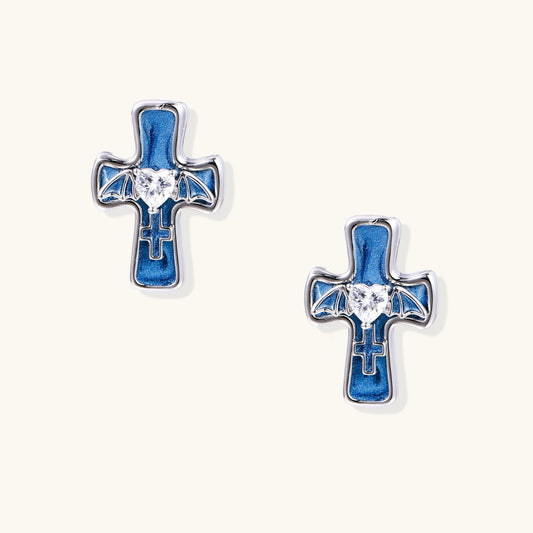 Gothic Cross Heart Earrings