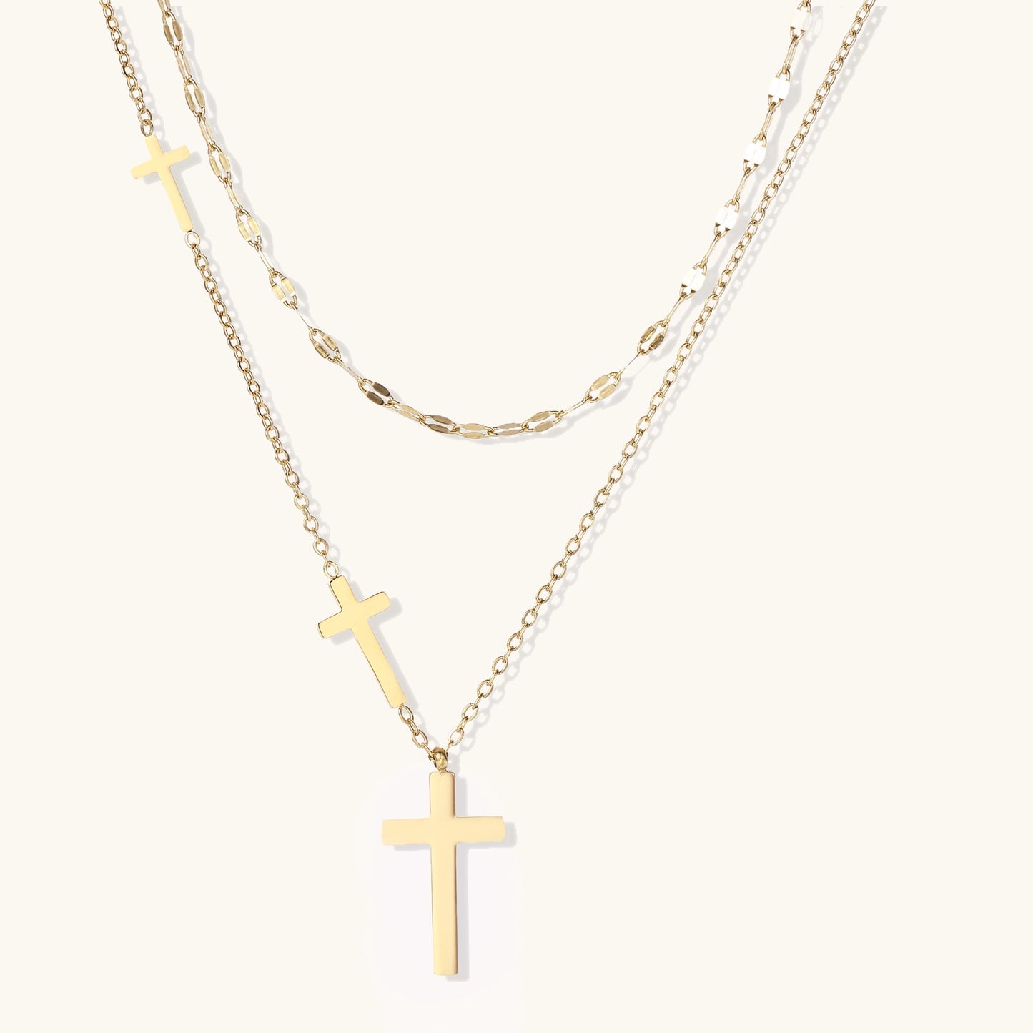 Divine Layers Cross Necklace Set